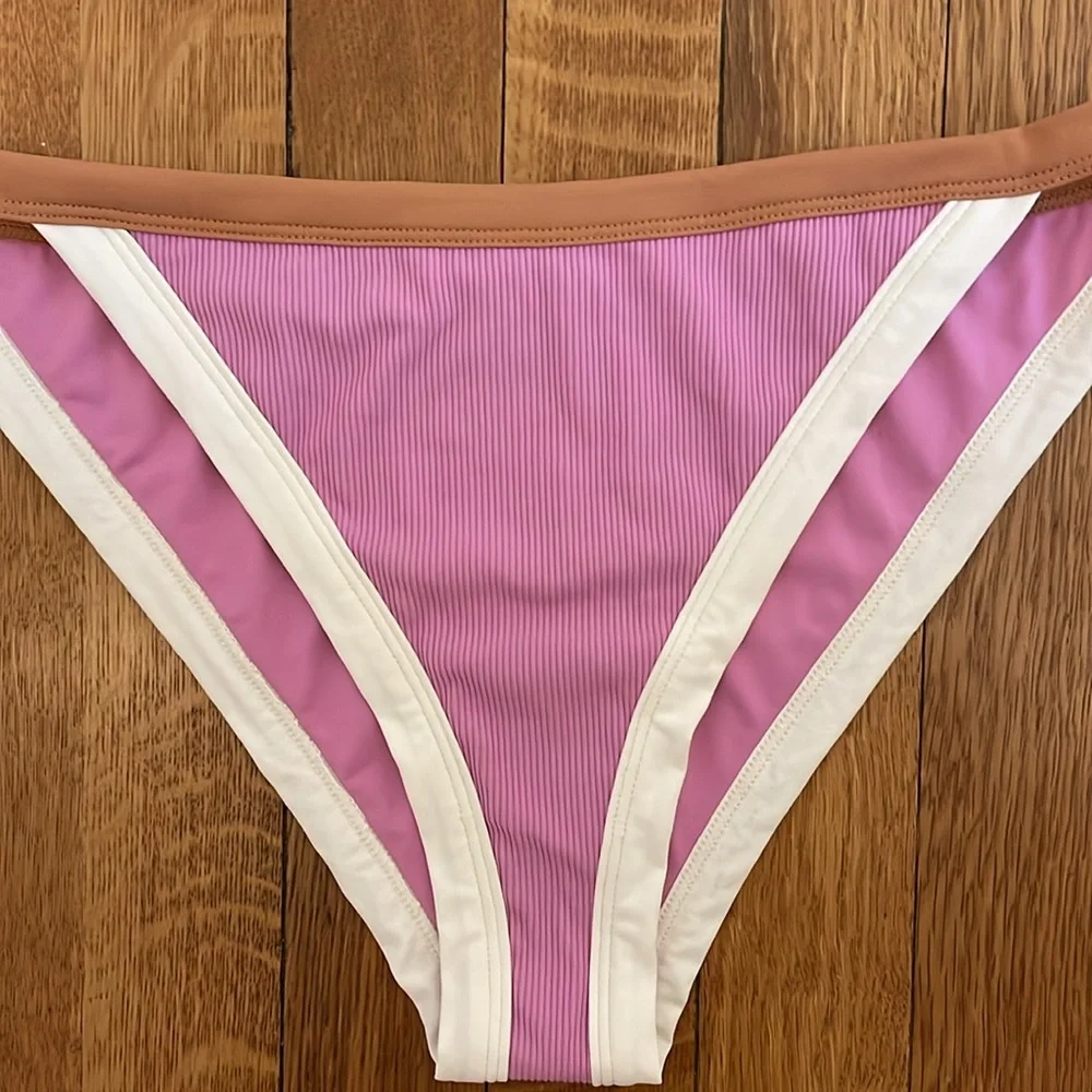 l*space Classic Swim Bottom Rosebud Cream Putty XL Ribbed Vacay NWT $79‎